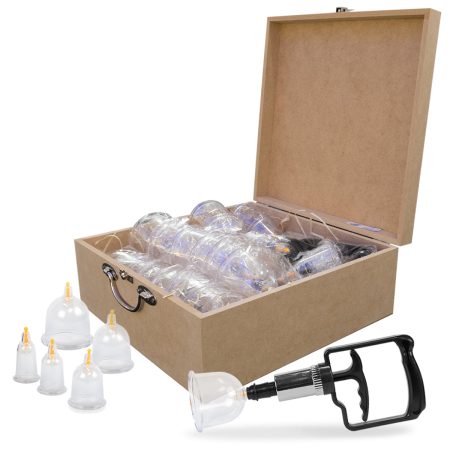 Kit com 20 Ventosas de Acrílico e Aplicador para Ventosaterapia Chinesa